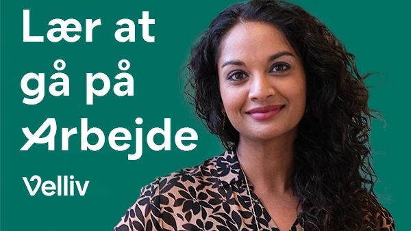 Lær at gå på arbejde, poster, grøn baggrund, hvis tekst, kvinde